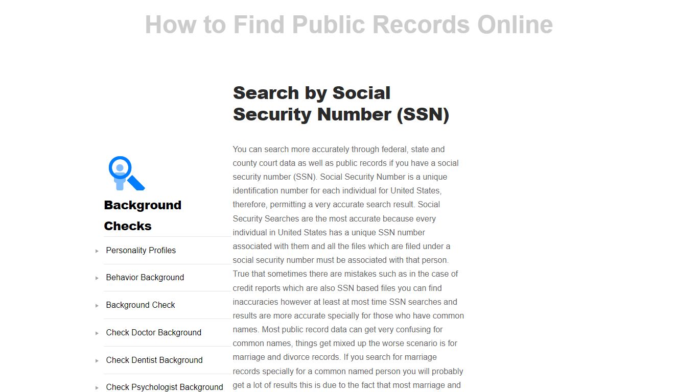 Background Check by SSN, Social Security Number Search